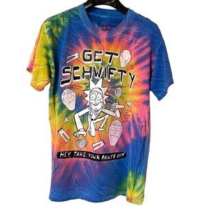 Rick and Morty Adult Swim Men’s Unisex Tie Dye Get Schwifty Graphic Shirt Sz M